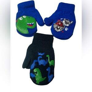 Kids mittens, toddler, winter, fall, spring, Dinosaur, paw patrol, blue